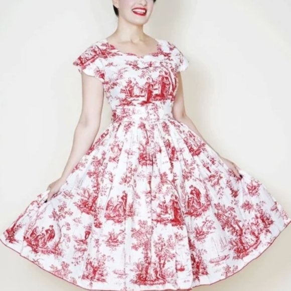 Bernie Dexter Red Toile Dress - Picture 1 of 10